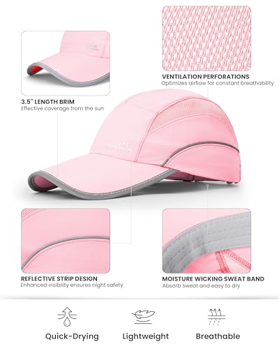 Image of GXCROR Quick-Dry Running Hat for Men & Women - UPF 50+ Breathable Mesh, Reflective Sports Cap for Outdoor, Hiking