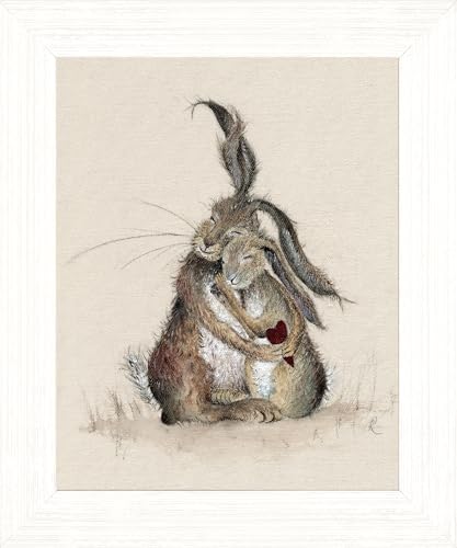 Image of Artko Artistic Love Themed Framed Print – Endearing 'Hares My Heart' Picture by Sarah Reilly - Ready to Hang Wall Art - Enchanting Home Décor – 37cm x 31cm