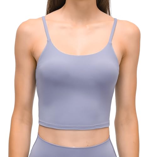 Image of Women's Strappy Stretch Sports Bra Longline Yoga Tank Top Fitness Bra Workout Camisole Crop Tops for Teen Girl