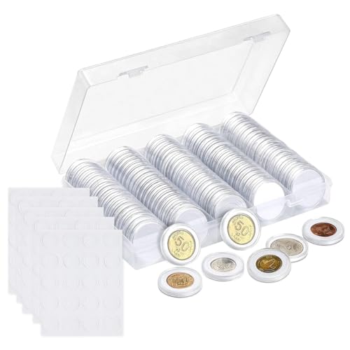 Image of Climberty Coin Box Collectable Coin Storage Box Clear Plastic Holder Organzier Max 100Pcs Capacity,Compatible with 17-30mm Dia Coins Trade Tokens Coins