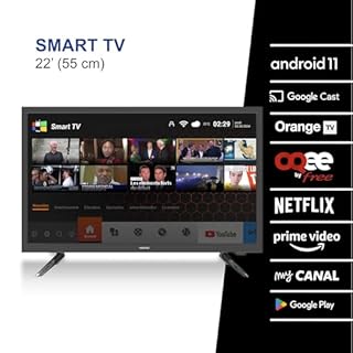 Heming Smart TV 22" Android 11 | Full HD, WiFi & Bluetooth | 12V/24V/220V pour Camping-Car, Camion, Bateau, Caravane | Garantie 2 Ans