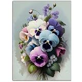1 Piece Floral Wall Art For Living Room Wall Decorations For Bedroom Canvas Wall Pictures pansy bouquet Wall Art Watercolor Paintings Bathroom Decor Modern Home Decor 12x16 Inch Frameless