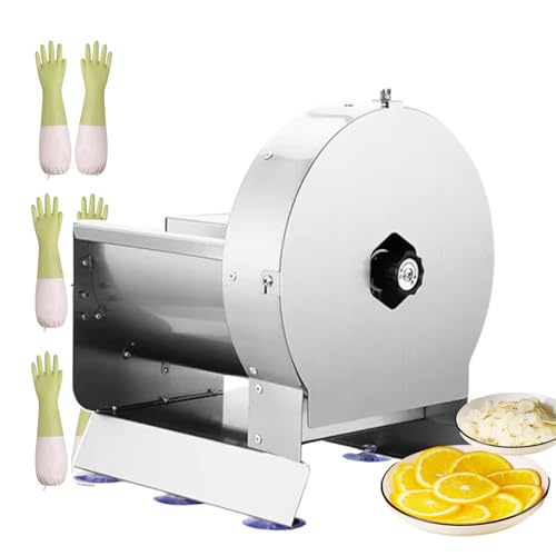 QUSYZD Cortadora de Verduras eléctrica, cortadora de Verduras Comercial, cortadora de Frutas y Verduras, cortadora de ensaladas Profesional, cortadora de Alimentos de Acero Inoxidable, redond,Round