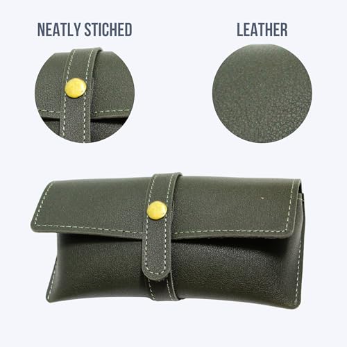 Image of Personalized Leather Goggle Cover | Custom Name | Unisex Faux Leather Eyewear Case with Button Closure | Travel-Friendly & Durable Sunglasses Holder for Men & Women