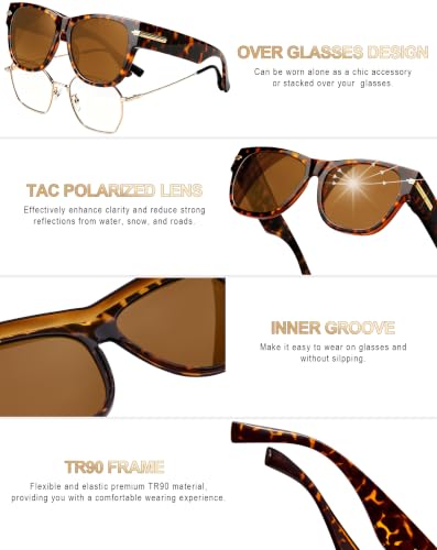 Image of KANASTAL Over Glasses Sunglasses Square Fit Over Polarized Sunglasses UV400