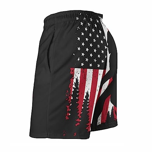 Bigfoot and American Flag Mens Swim Trunks Quick Dry Beach Shorts Casual Sports Board Shorts Swimwear with Pocket4