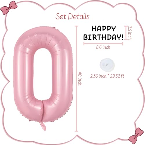 Image of Happy birthday Big Number Balloons Foil Birthday Balloon Number Balloons Happy Birthday Party Decorations Kids and Wedding Party Supplies (Pink numbers 0)