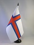 Uso : Decoracion de Interior AZ FLAG Bandera de Mesa de Las Islas FEROE 21x14cm - BANDERINA de DESPACHO FEROÉSA 14 x 21 cm