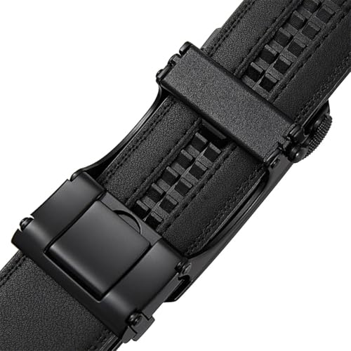 Men 3.5Cm Width Genuine Leather Belt Solid Automatic Buckle Mens Dress Suit Belts Style 3 130cm4