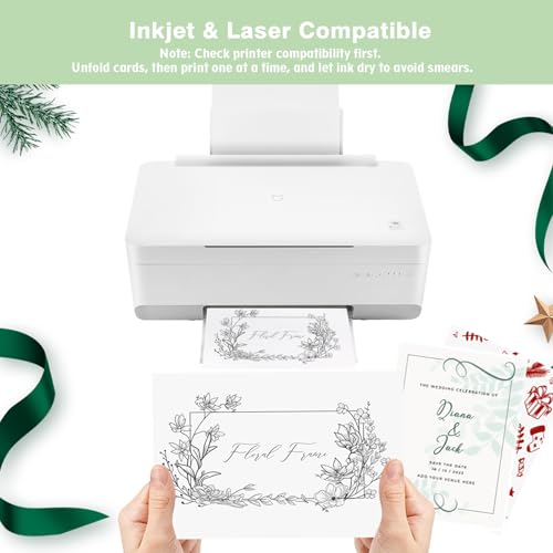 JAGERGREEN 50 Klappkarten Blanko 12x17 Falt-Karten Weiß 200 g/m², 127x178mm Leere Doppel-Karten zum Selbstgestalten für Einladungen, Hochzeit Briefumschläge B6, DIY Grußkarten