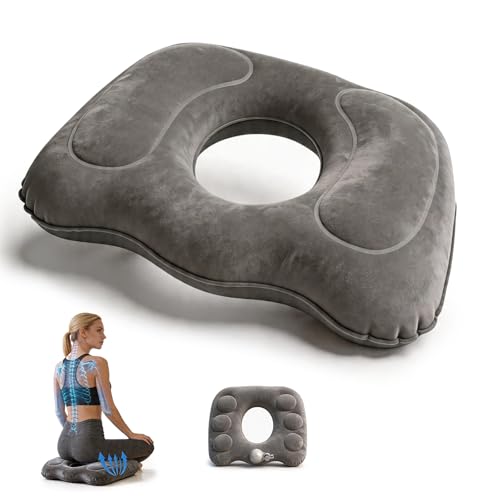 NaiSooten Inflatable Donut Cushion Inflatable Seat Cushion for Tailbone Pain Donut Pillow for Hemorrhoid Relief Portable Travel Seat Cushion for Air Travel