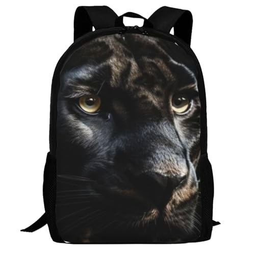 Travel Backpack Feline Striped Headshot Big Cat Staring Portrait 17In Lightweight Casual Daypack for Business Men Women