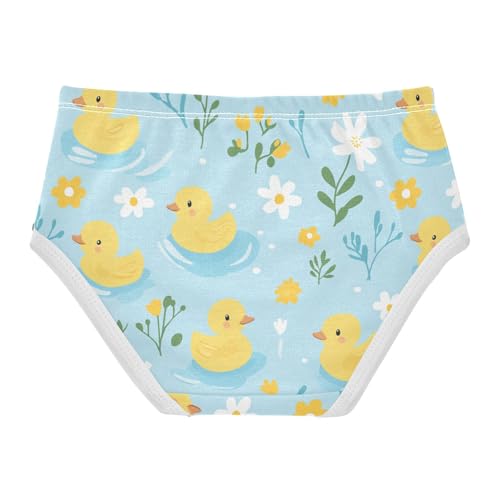 Wusikd Yellow Ducks Flowers Girls' Underwear Cotton Cute Girls Briefs Soft Toddler Underwear 2T2