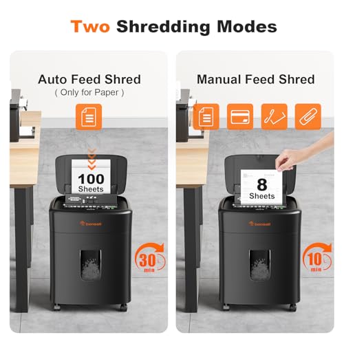 image for Bonsaii 100 Sheets Auto Feed Paper Shredder, Up to 30 Minutes Shredder