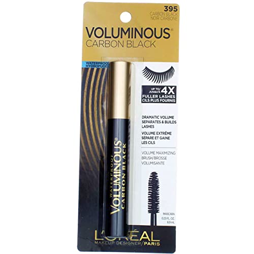 L'Oreal Voluminous Waterproof Volume Building Mascara, Carbon Black [395] 0.23 oz (Pack of 7)