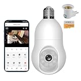 JCHENG - Telecamera di sicurezza intelligente con lampadina 2,4 GHz, 4 MP/2K, sorveglianza rotante a 360°, compatibile con TUYA/Smart Life, supporto Alexa e Google Assistant - Smart Home Security