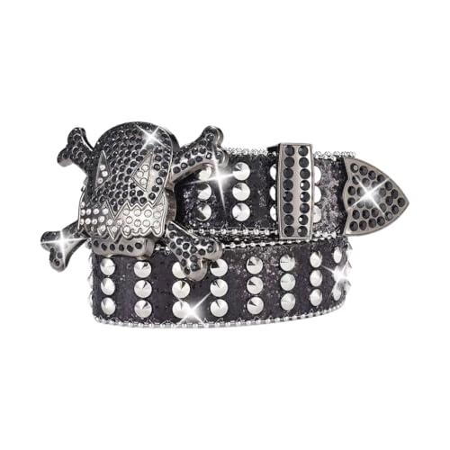 Blingbling Waist Belt Studded Skull for Street Dance Jean Belt Livehouse Punk Waist Chain Stunning Rhinestones