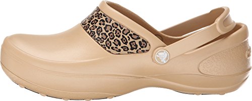 Image of Crocs Women's Mercy Work Leopard Graphic Clog Mule, Gold, 8 M US