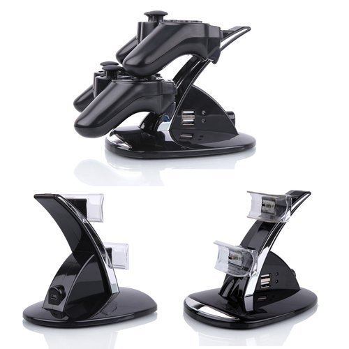 PS3 Controller Charger, Dual USB PS3 Controller Charging Station for Sony Playstation 3 / PS3 Slim / PS3 Controller Charging Dock Stand Station Compatible with PS3