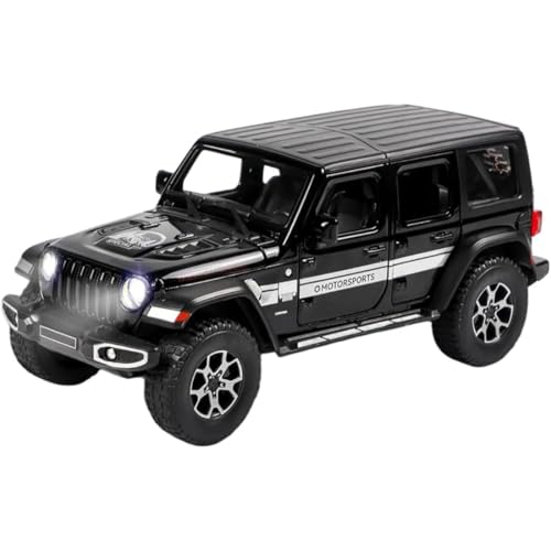Image of 1:24 Scale Rubicon Wrangler Toy Car for Kids Collection Diecast Metal Toy Model Car with Light Sound Pull Back Openable Door