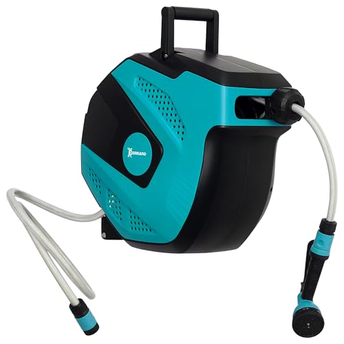 DURHAND Enrouleur automatique pivotant 180° avec tuyau 15 m