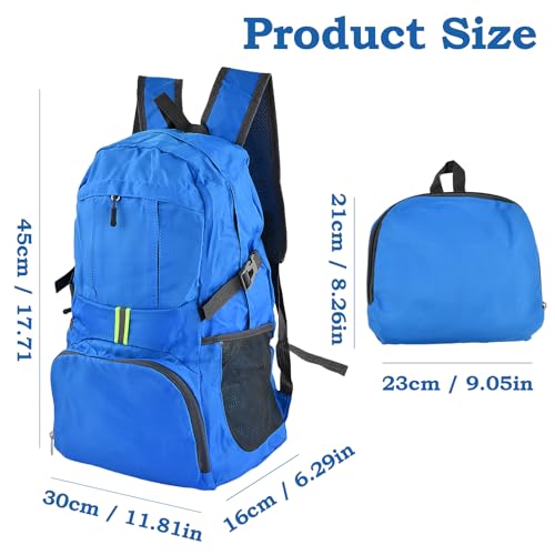 35L Leicht Faltbarer Rucksack, Packbare Backpacks, Wanderrucksack Ultraleicht, Wasserfest Outdoor Sportlich Backpack Travel Daypack für Herren Damen (Orange)