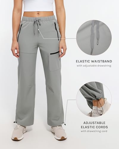 Cosmolle Women's Quick Dry Hiking Cargo Pants with Zipper Pockets and Adjustable Cuffs