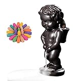 Goldeal Peeing Boy - Quemador de incienso con reflujo de fondo, cascada, soporte de incienso + 20 conos gratis, para decoración del hogar, aromaterapia y regalos de relajación