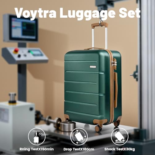 Image of 3-Piece Luggage Set with 20 inch Carry On, PC+ABS Hardside Suitcase with Spinner Wheels & TSA Lock, Easy-Control Rolling Suitcase for Business Trips & Weekend Getaways (Green)
