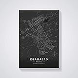 Leinwand Bilder,Islamabad Pakistan Stadtplan Wandkunst 
