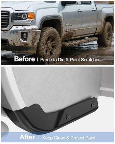 Image of 6PCS Mud Flap Delete for 2019-2025 Chevy Silverado 1500 Accessories Front Rear Truck Mud Flaps Delete No Drilling Mudflaps All Weather Protector Mudguards (Does Not Fit AT4X AEV Models)