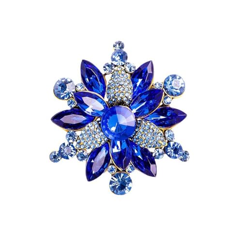 Image of Rhinestone Flower Brooch Pin for Women Red Black Purple Flower Broochs Pin Hat Christmas Brooch Jewelry