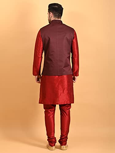 Image of Uri and MacKenzie Men's Silk Blend Kurta Pajama with Designer Ethnic Nehru Jacket /Modi Jacket