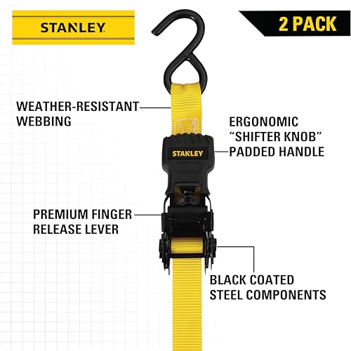 Stanley S10002 Black/Yellow 1 Inch X 10' Ratchet Tie Down Straps thumb #1
