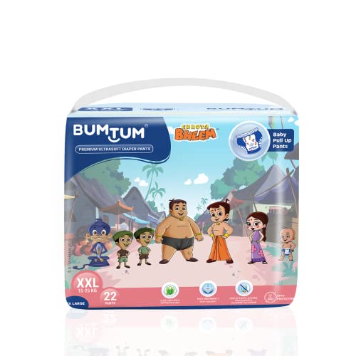 Image of Bumtum Chota Bheem XXL Baby Diaper Pants, 22 Count, Leakage Protection Infused With Aloe Vera, Cottony Soft High Absorb Technology (Pack of 3)