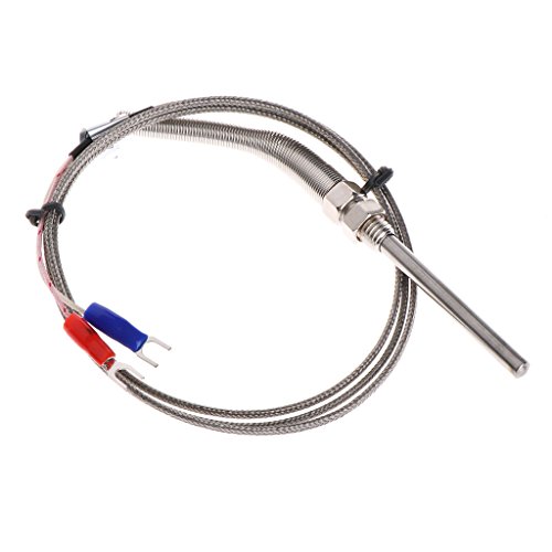 K-type Thermocouple Probe Mounted In Ovens Kilns Furnaces 5mm X 50mm 2Wire M8 Thread With 1M/3.3Ft Wire Thermocouple For Pit