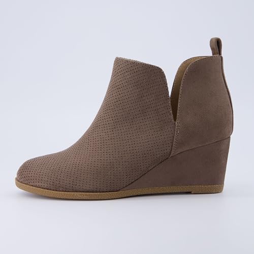 CUSHIONAIRE Women's Tito Wedge Bootie - Soft Vegan Suede, Memory Foam, Wide Width Available2