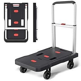 Platform Hand Truck Portable Trolly – Fully Folded Compact Push Cart, 330lbs Capacity Heavy Duty Dolly Practical Handling Tools for Household Industrial, Noise Reduction Office Moving Truck