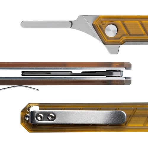 Image of OLITANS G046 Mecha Mini Slim Folding Scalpel with 5pcs #24 and 5pcs #60 PEI Handle with Liner Lock, Utility EDC Pocket Knife with Back Clip(PEI)