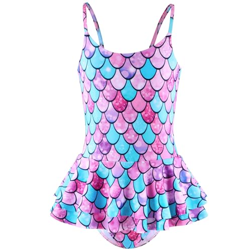Girls One Piece Swimsuit Mermaid Swimwear Beach Bathing Suit, 4-12 Years
