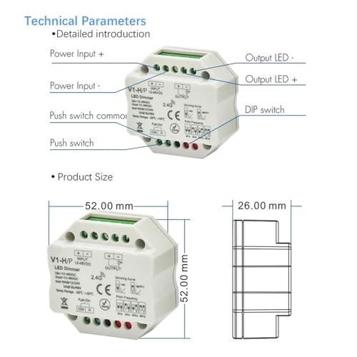 Variateur LED PWM 24V avec télécommande tactile sans fil 2,4G