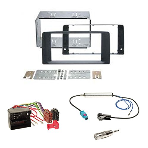 Zestaw montażowy: radio samochodowe podwójna DIN 2-DIN ramka montażowa ramka montażowa ramka montażowa ramka radiowa czarna + Quadlock - ISO radio adapter kabel adapter kabel + adapter antenowy do Man