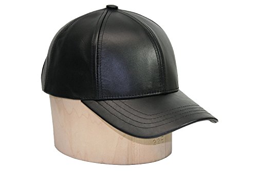 Image of Bolax Men's Black Leather Baseball Cap (Free Size)