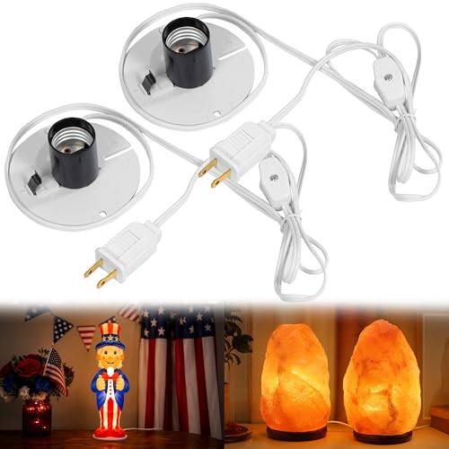 Blow Mold Light Kit Replacement with Switch E26/E27 Cord with Two Fuse for Himalayan Salt Lamp Christmas Village Lights Pumpkin Lights Holiday Decorations (2 Pack)