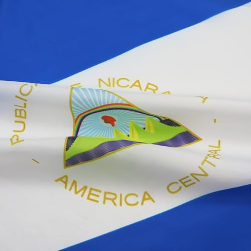 Image of AZ FLAG Set of 2 Nicaragua Flags - 90 x 60 cm - Nicaraguan Flag 100% Polyester with Integrated Metal Eyelets
