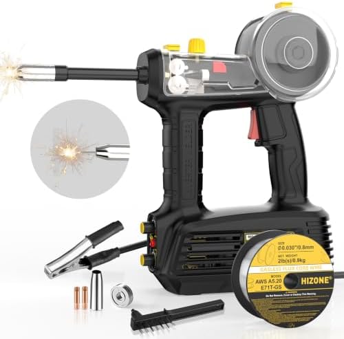 Hand Held MIG Welder Machine 110V, HIZONE 100A Flux Core Portable...