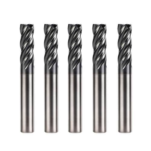 Image of CNC Milling Cutter Carbide End Mills 4 Flute HRC56 for Steel Alloy Steel Cast Iron (5pcs 1 /8 inch )