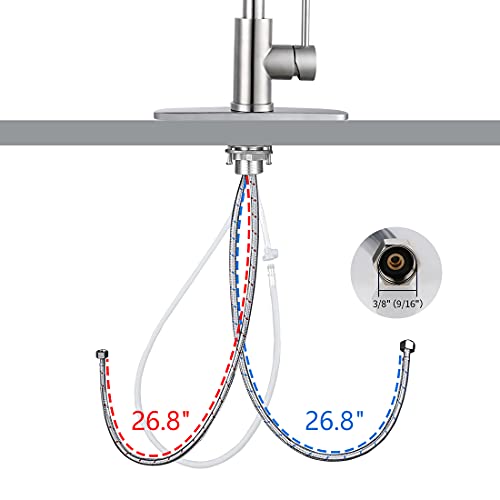 Kitchen Faucets for Sink, Utility Single Handle Kitchen Sink Faucet with Pull Down Sprayer, iVIGA High Arc Brushed Nickel Pull Out Kitchen Faucet, 360 Swivel, Stainless Steel and Stream/Spray Mode - Thumbnail 5