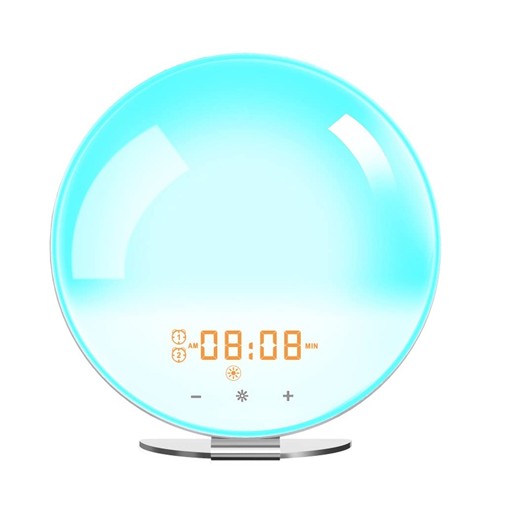 Sveglie a Luce Naturale, Sveglia con Luce Sveglia Digitale a LED, Simulazione Alba/Tramonto, Funzione Snooze, 7 Suono Naturale e Radio FM