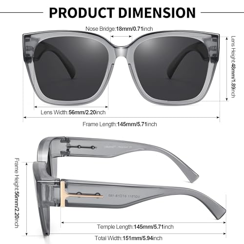 Image of URUMQI Polarized Sunglasses Fit Over Glasses Women Men UV400 Trendy Shades